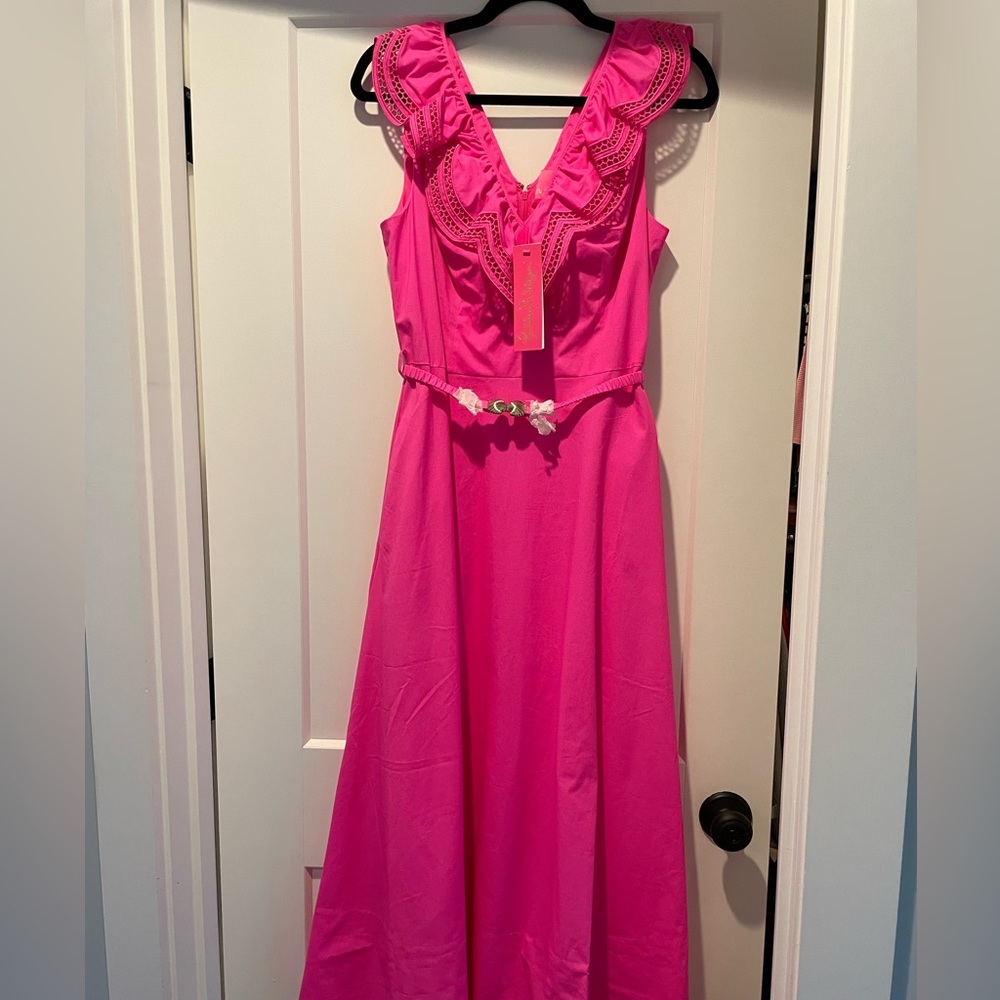 NWT. LILLY PULITZER Carine Stretch Midi Dress. Size 4.